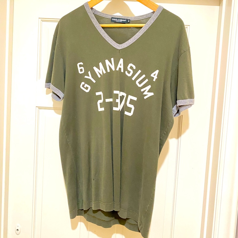 Dolce & Gabbana Shirt. Green V-neck. Size S.